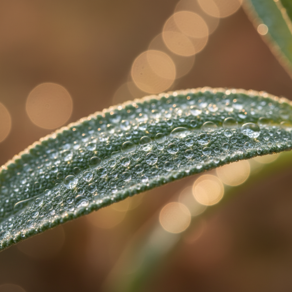 Macro dew on sage leaves