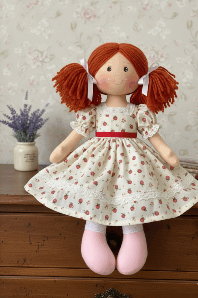 Boneca com vestido morango