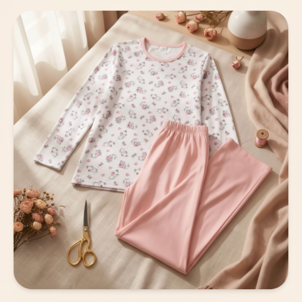 Pijama feminino fofo com estampa floral