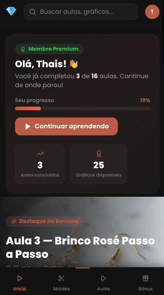 Preview da área de membros no celular