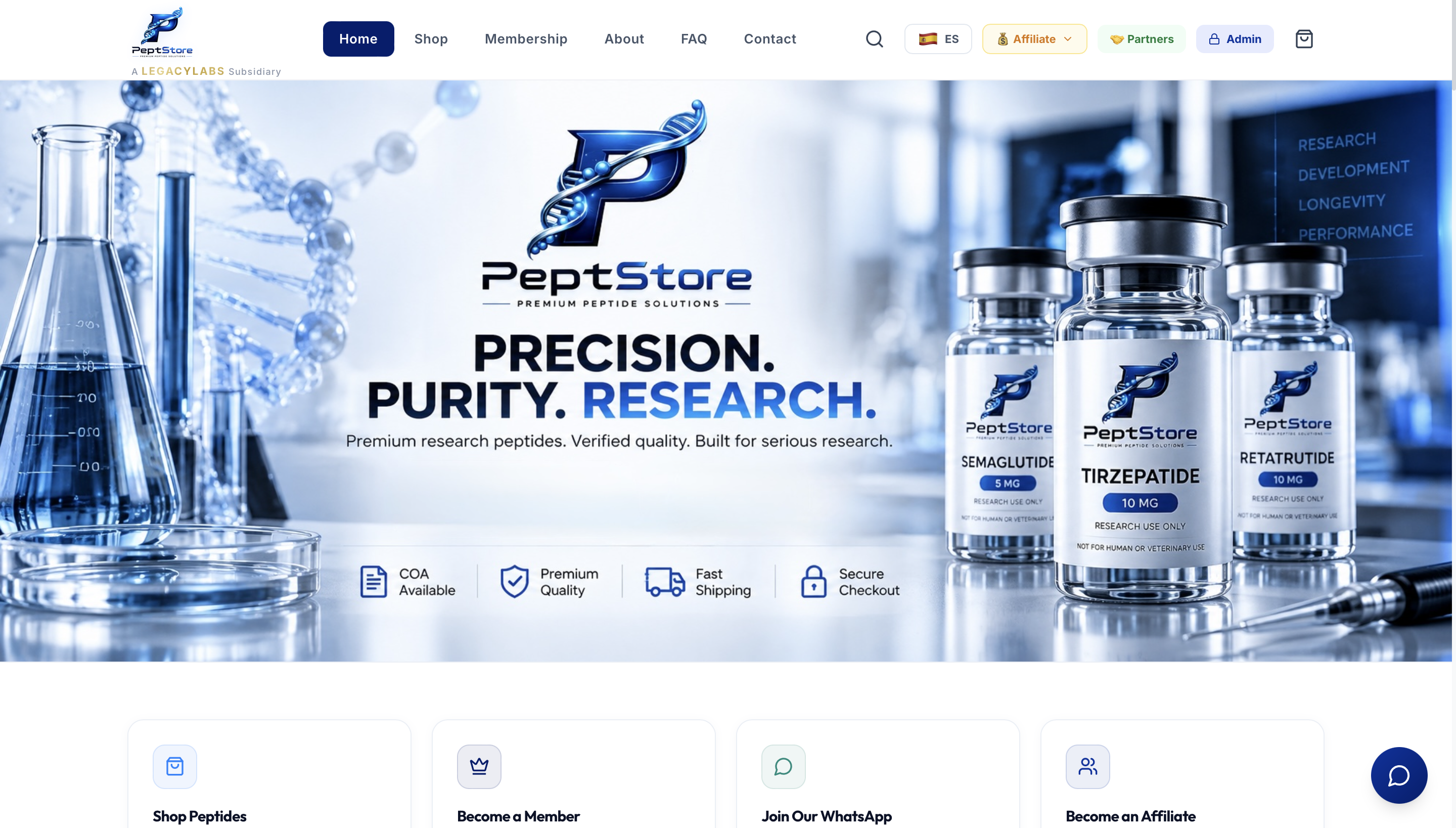 PeptStore live website