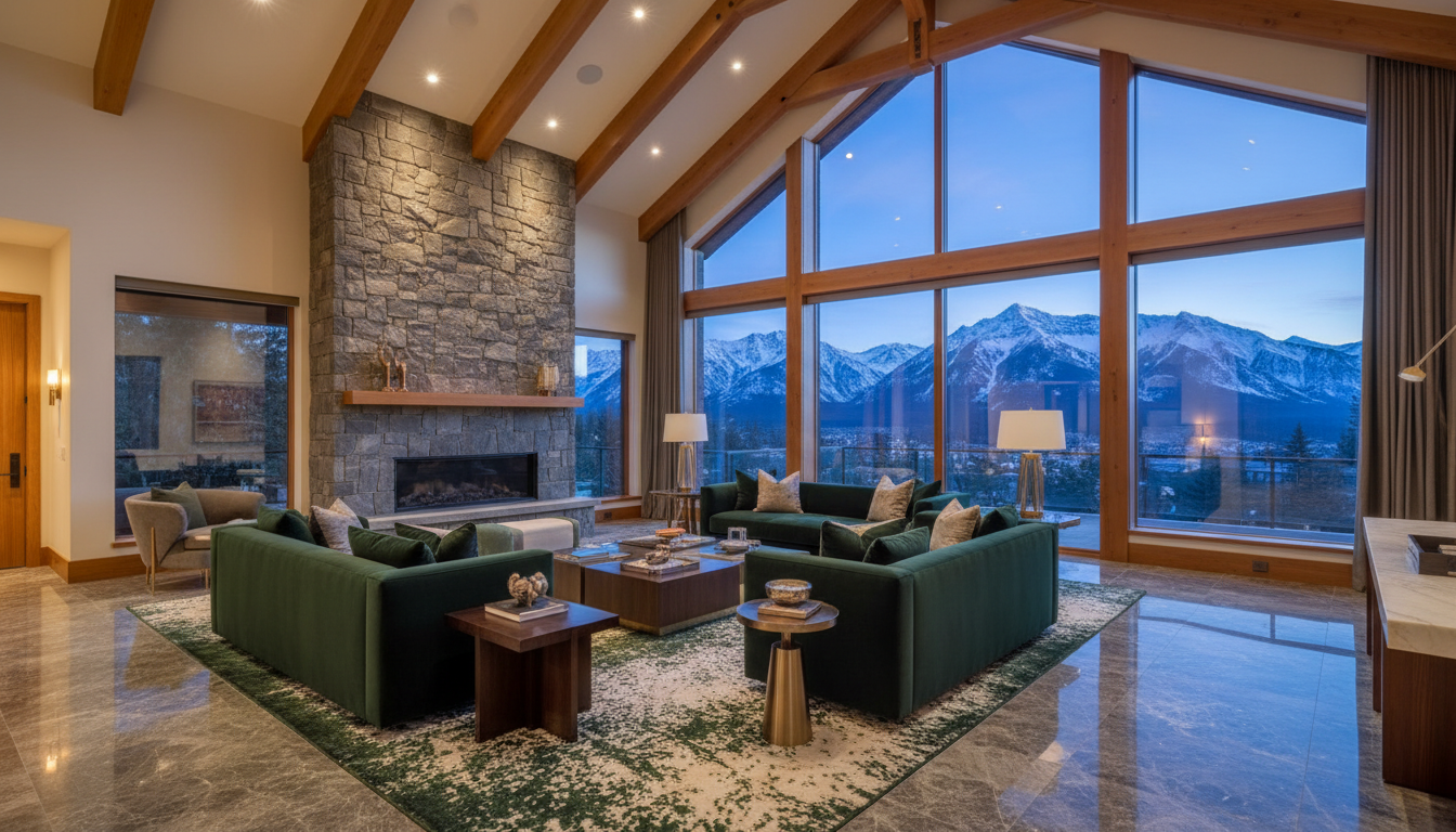 Luxury Calgary interior with mountain views