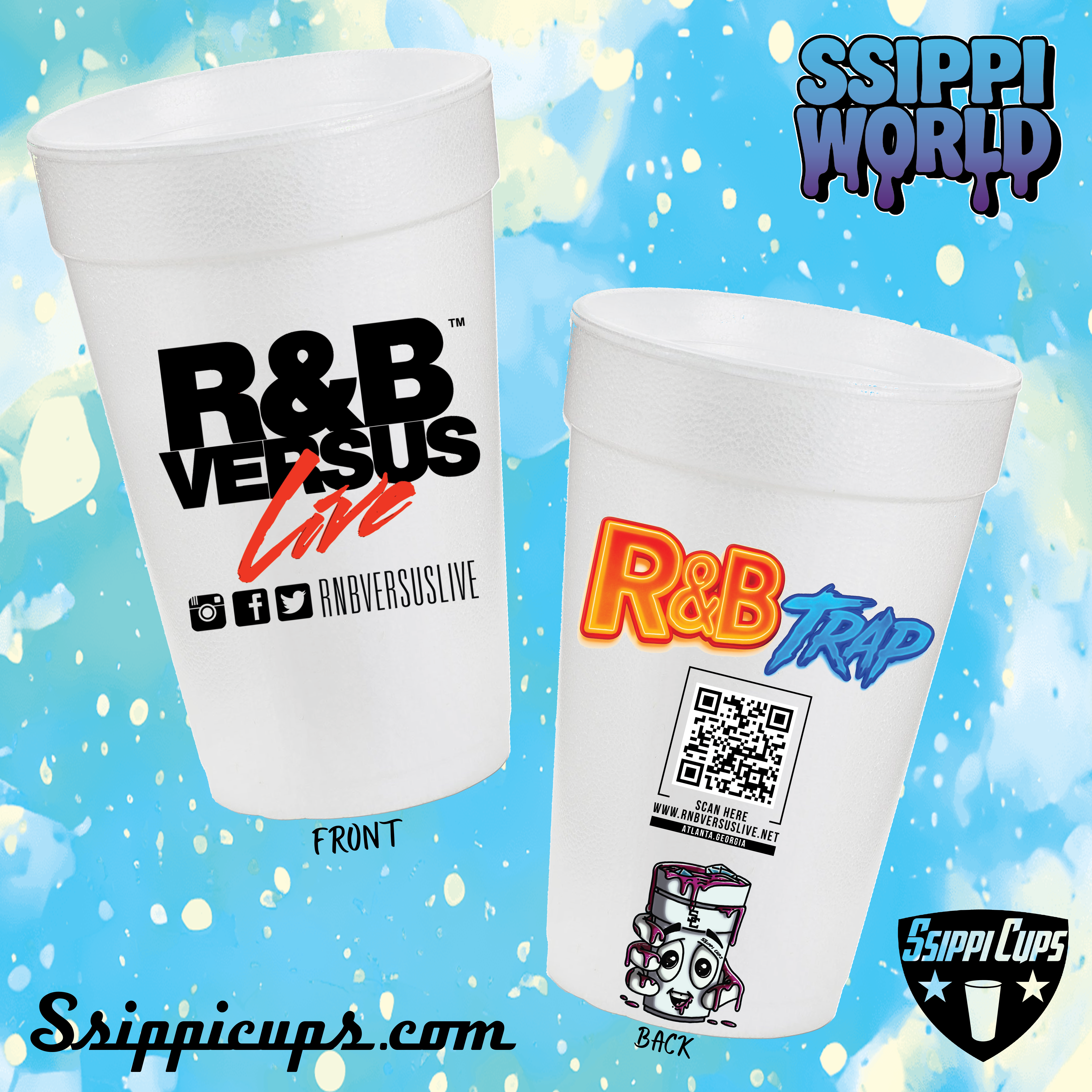 Custom business cups with front and back printing