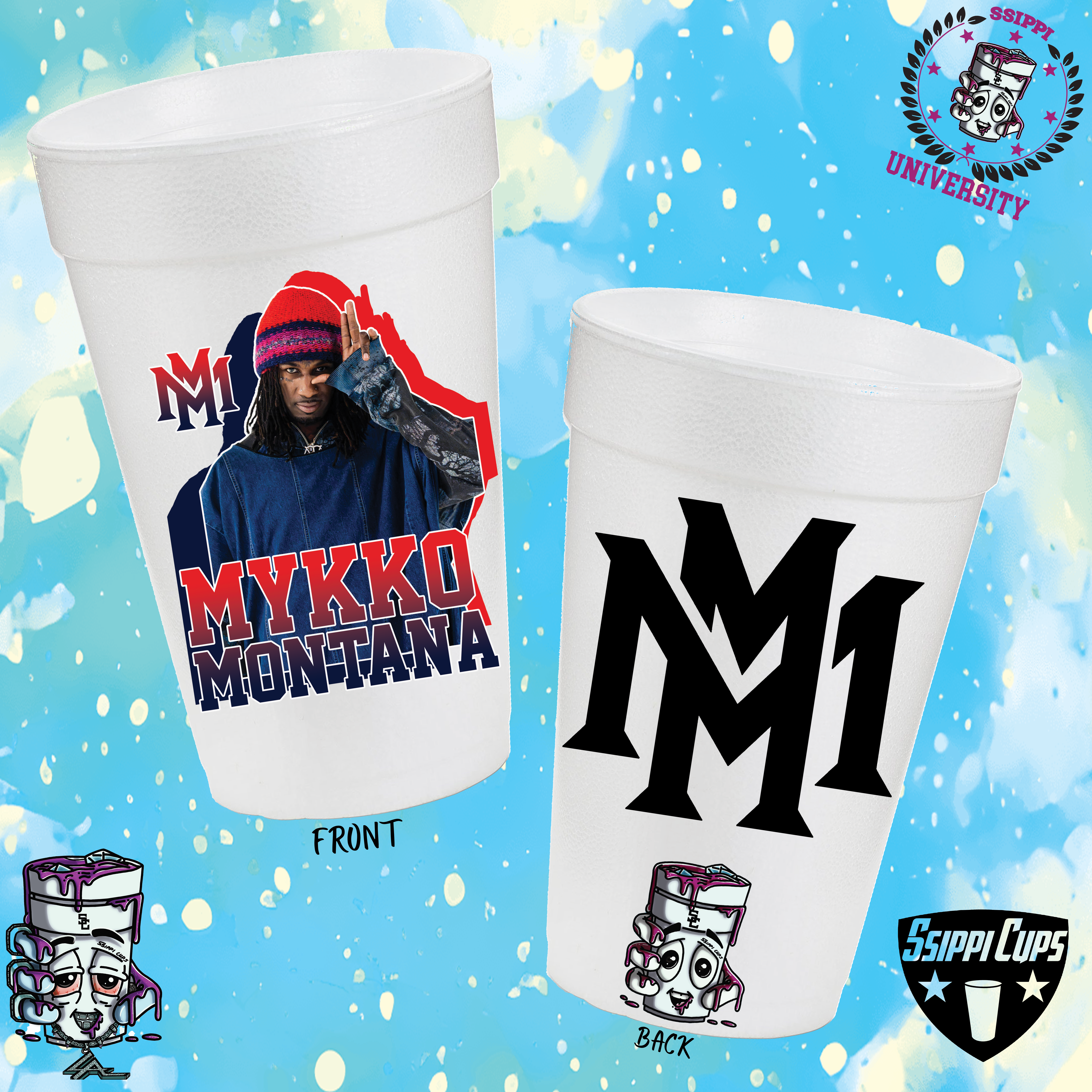 Custom artist promotional cups created by Ssippi Cups