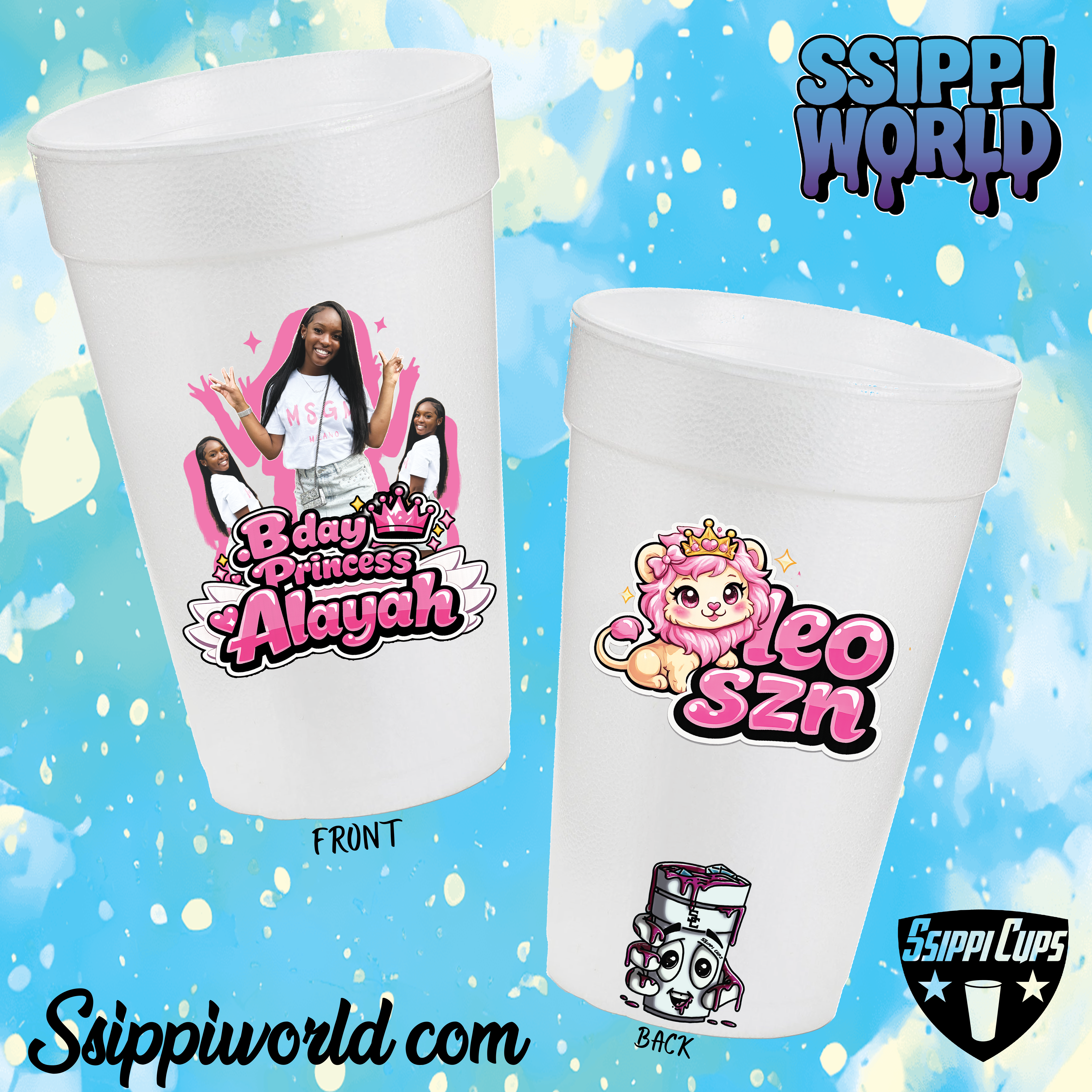Custom birthday cups created by Ssippi Cups