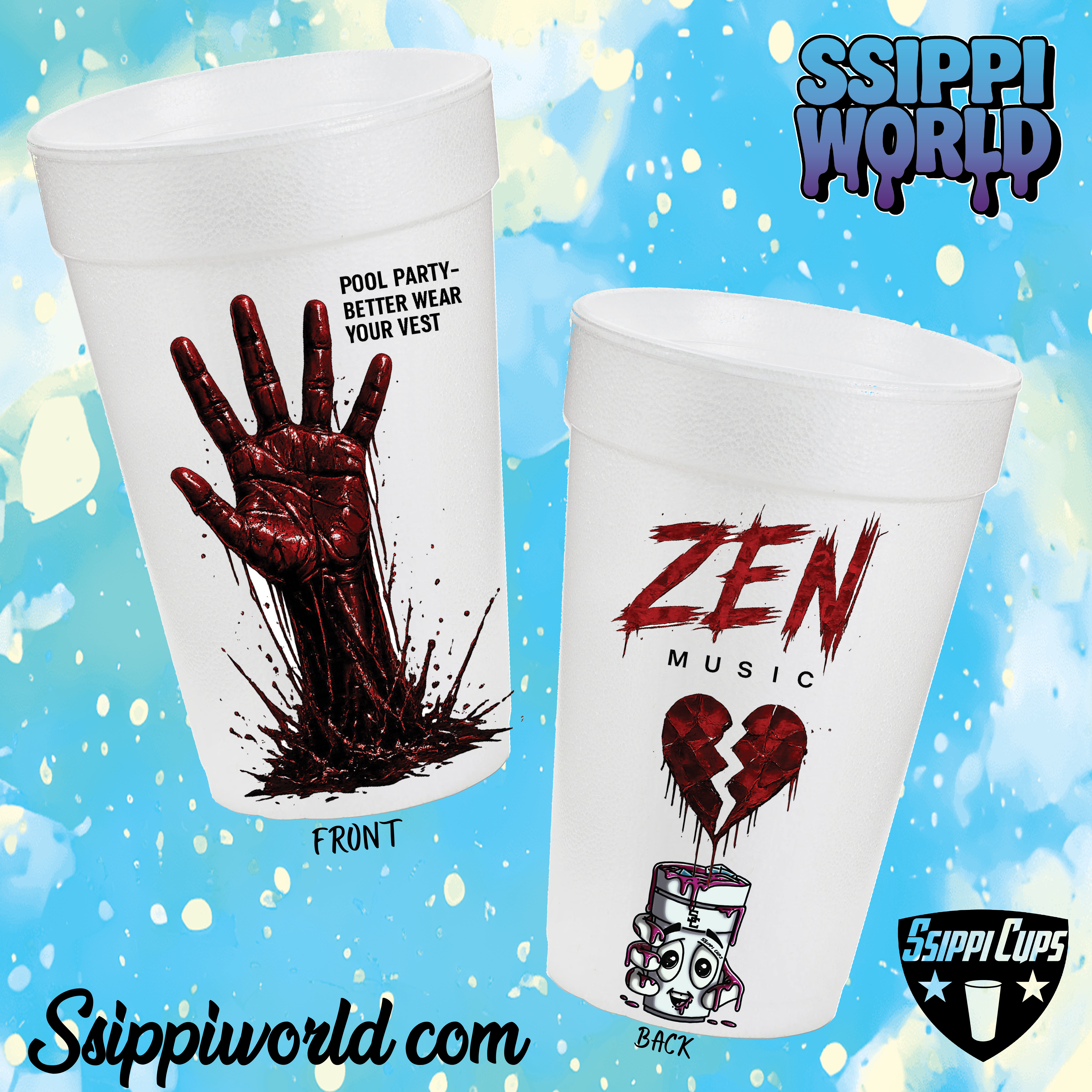 Custom record-label cups created by Ssippi Cups