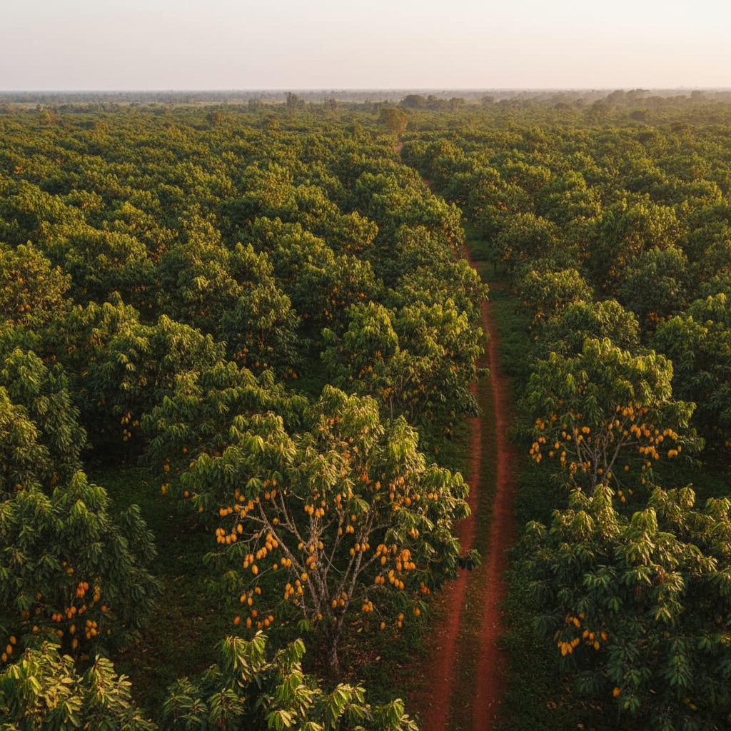 Nigerian cocoa plantation aerial