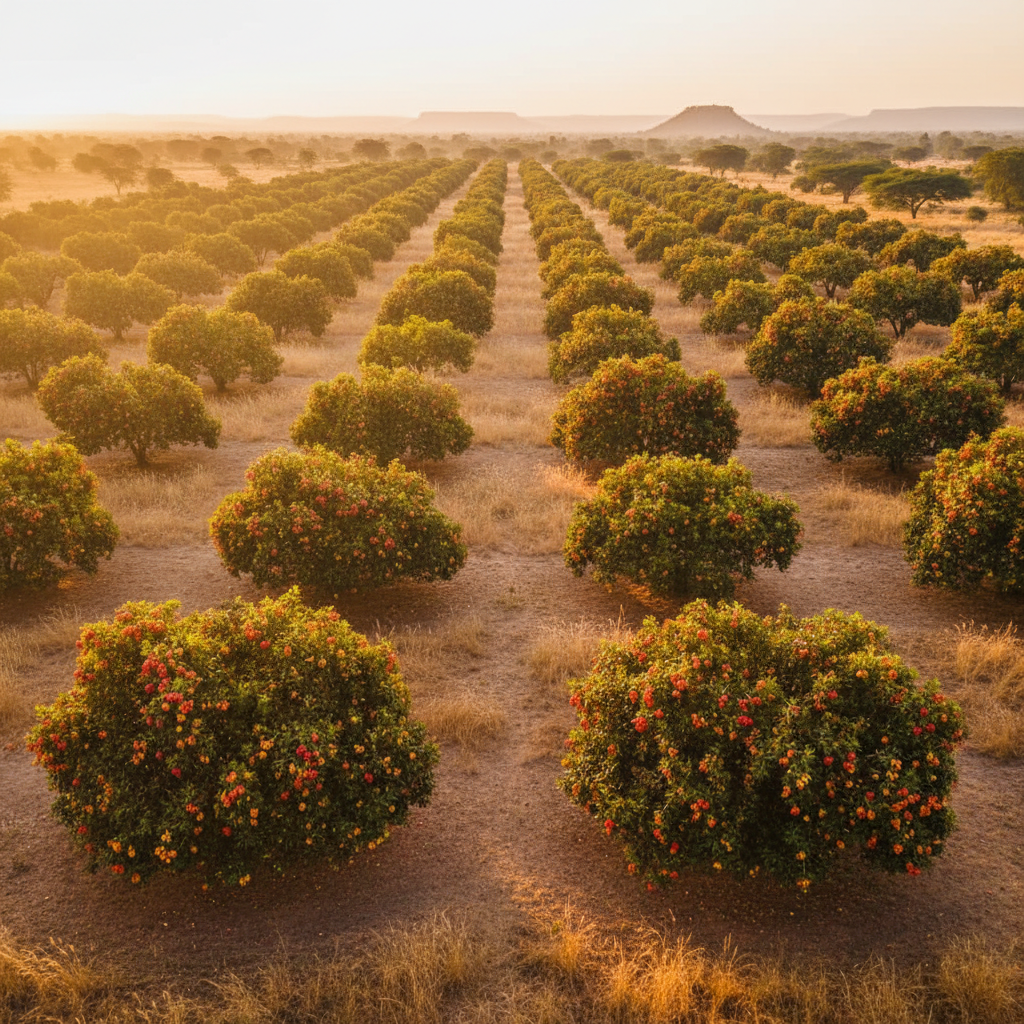 Cashew orchard aerial Nigeria