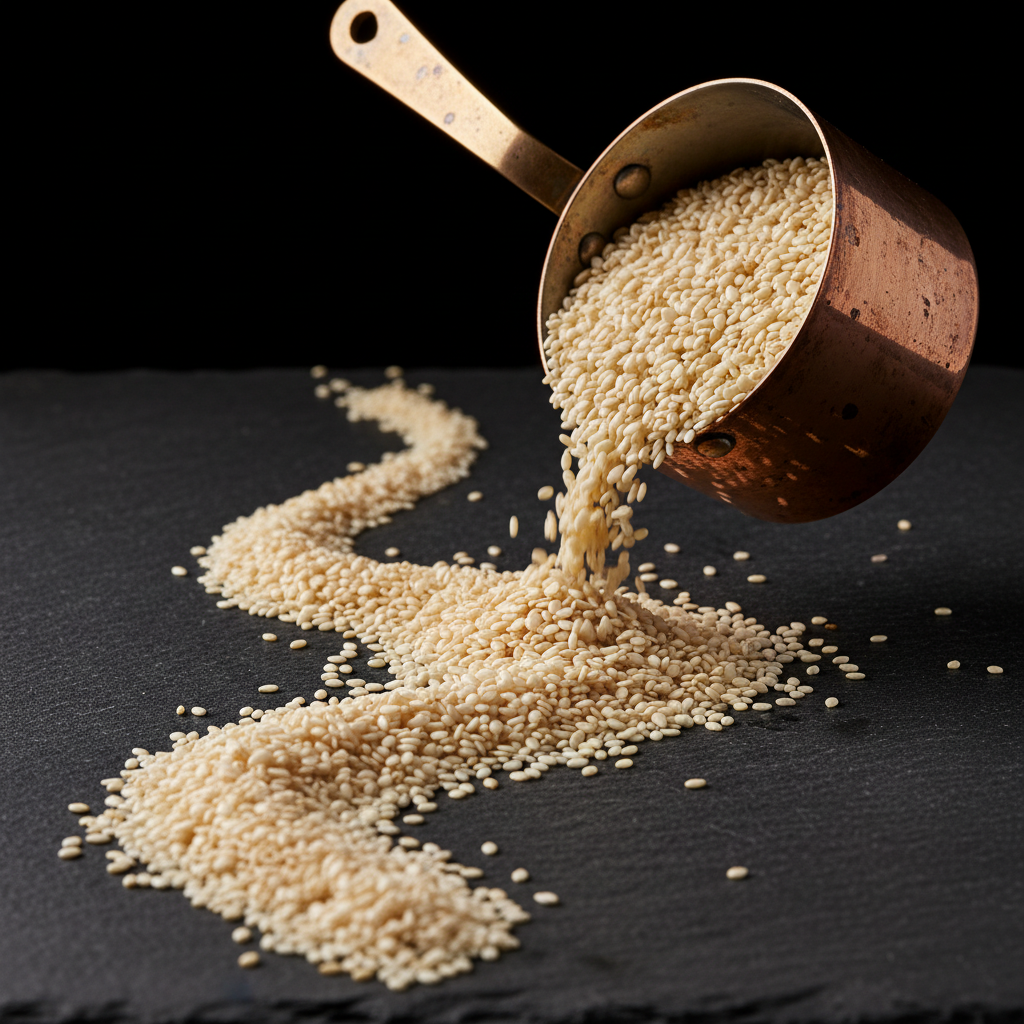 Sesame seeds flowing