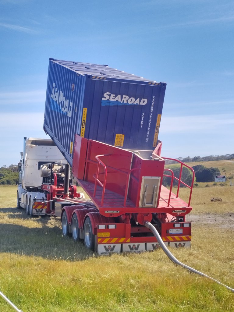 Container Unloading — Grain Blower in Action