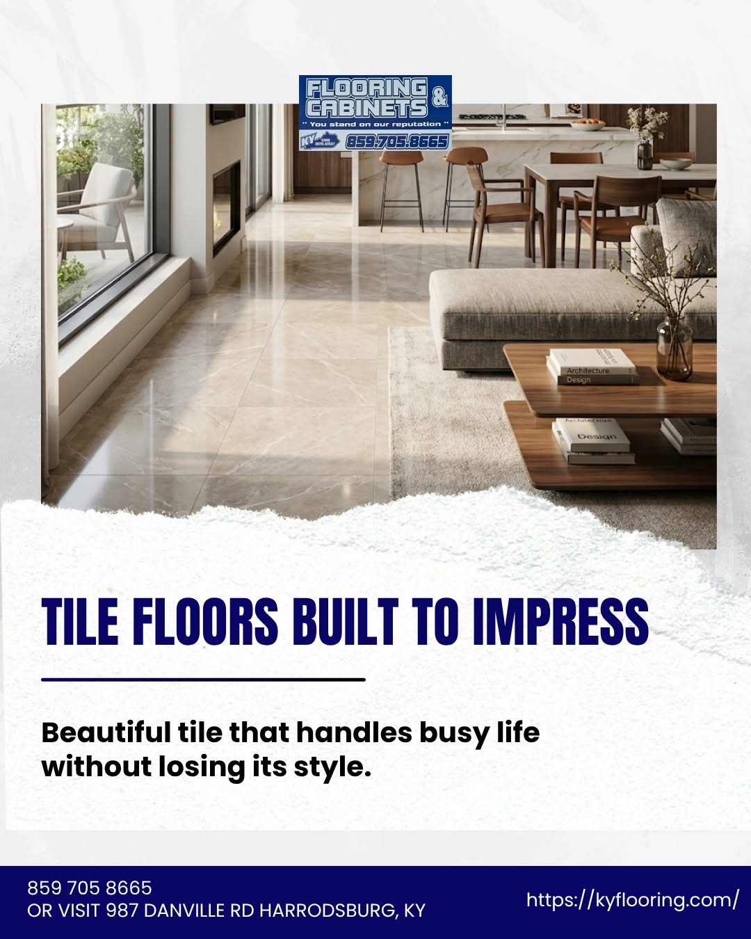 Tile floors installed by KY Flooring