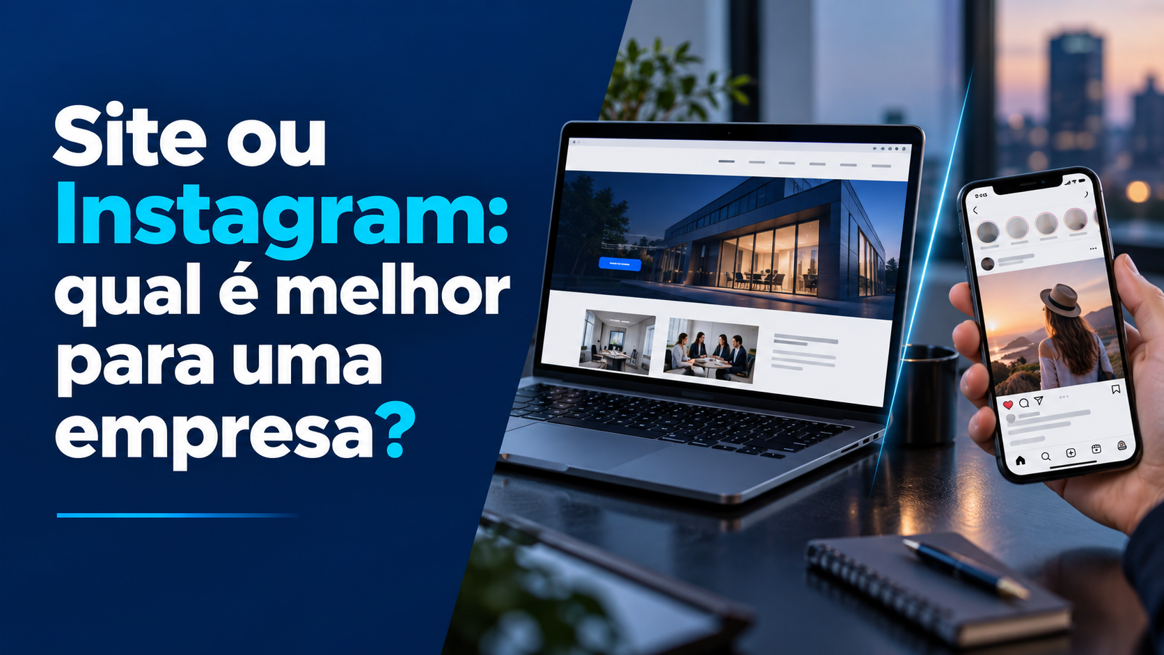 Capa do artigo: Site ou Instagram: qual é melhor para uma empresa? — Criativa Web Sites