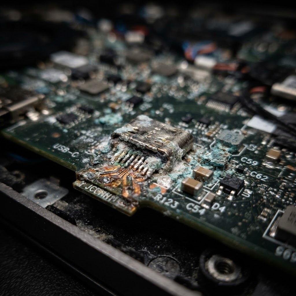 Corrosion around USB-C laptop charging port