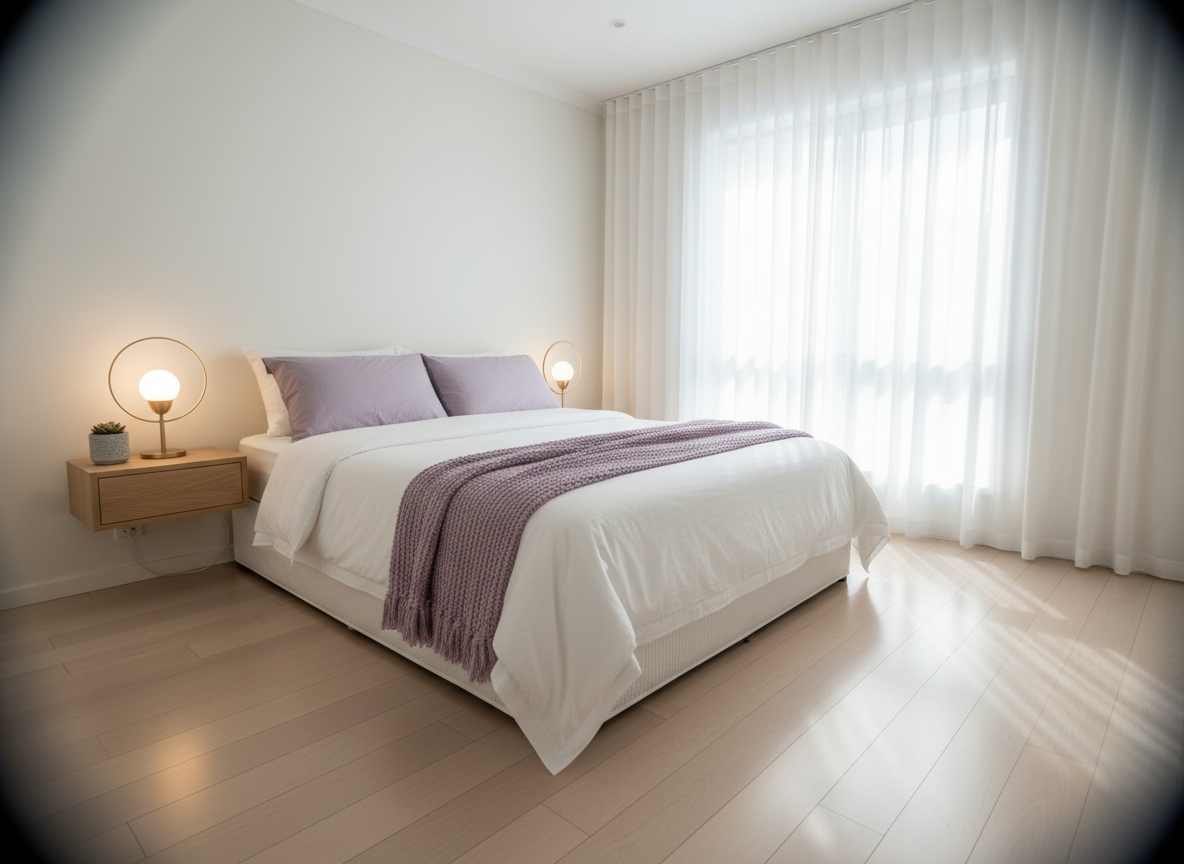 Beautifully organized bedroom after decluttering