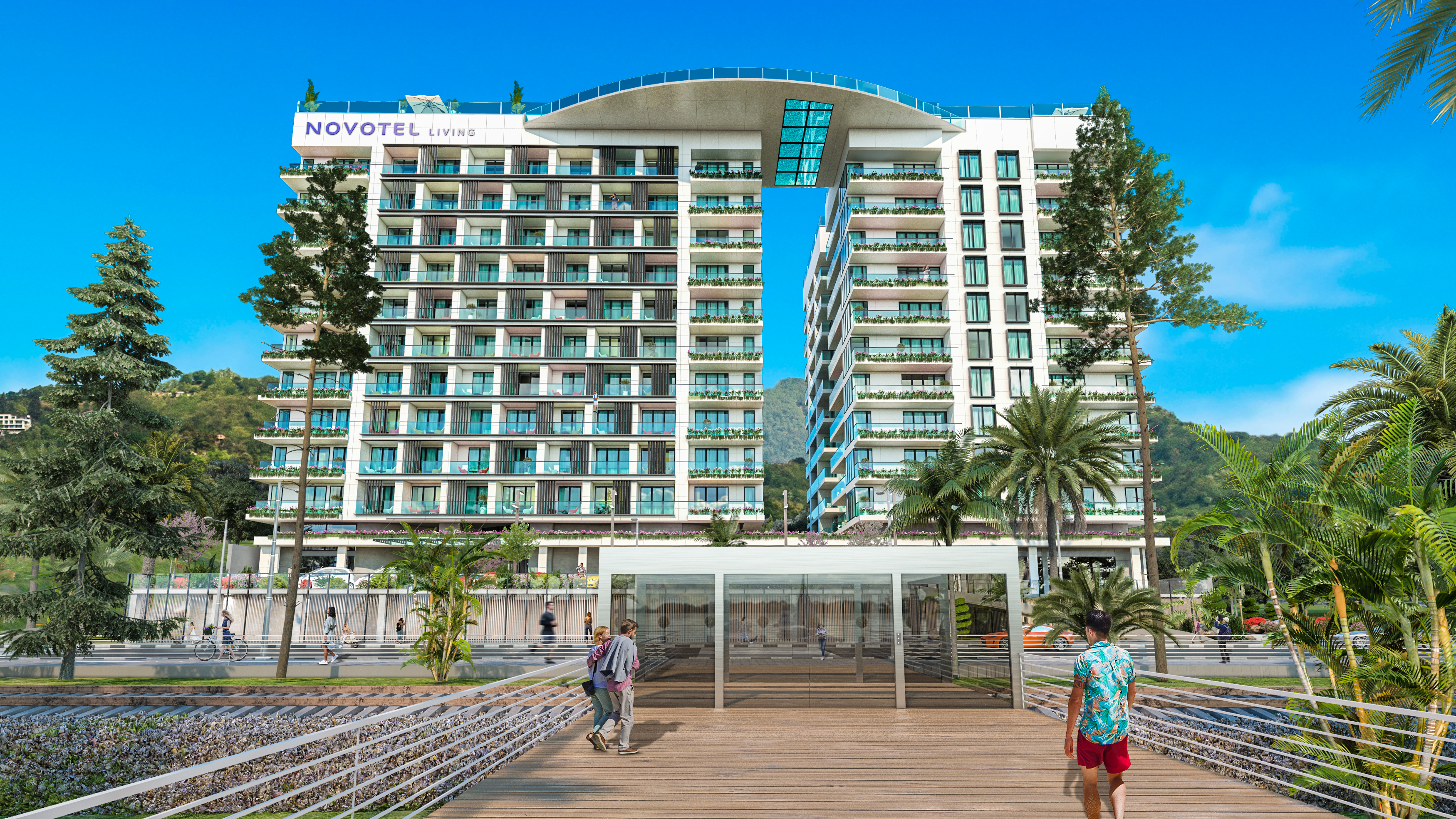 Novotel Living Batumi entrance boardwalk and facade