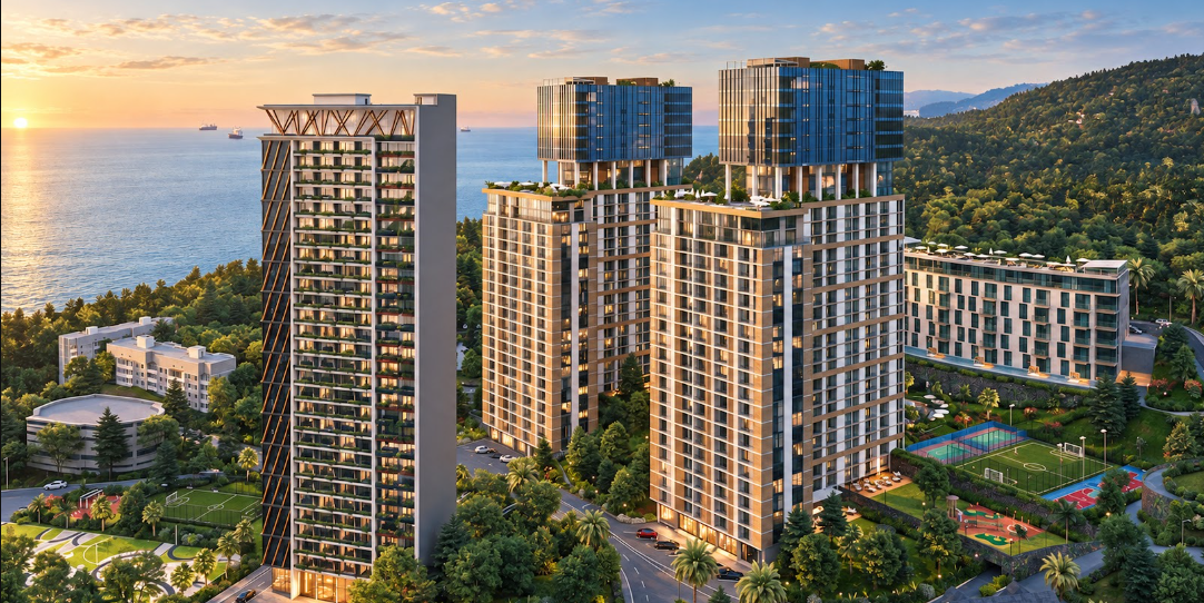 Aquapark Resort & Residence tower on the Batumi coastline
