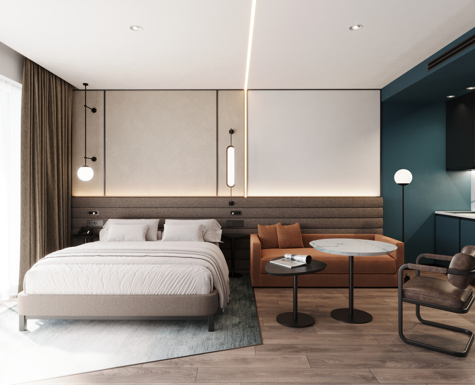 Novotel Living Batumi studio interior with bedroom and lounge