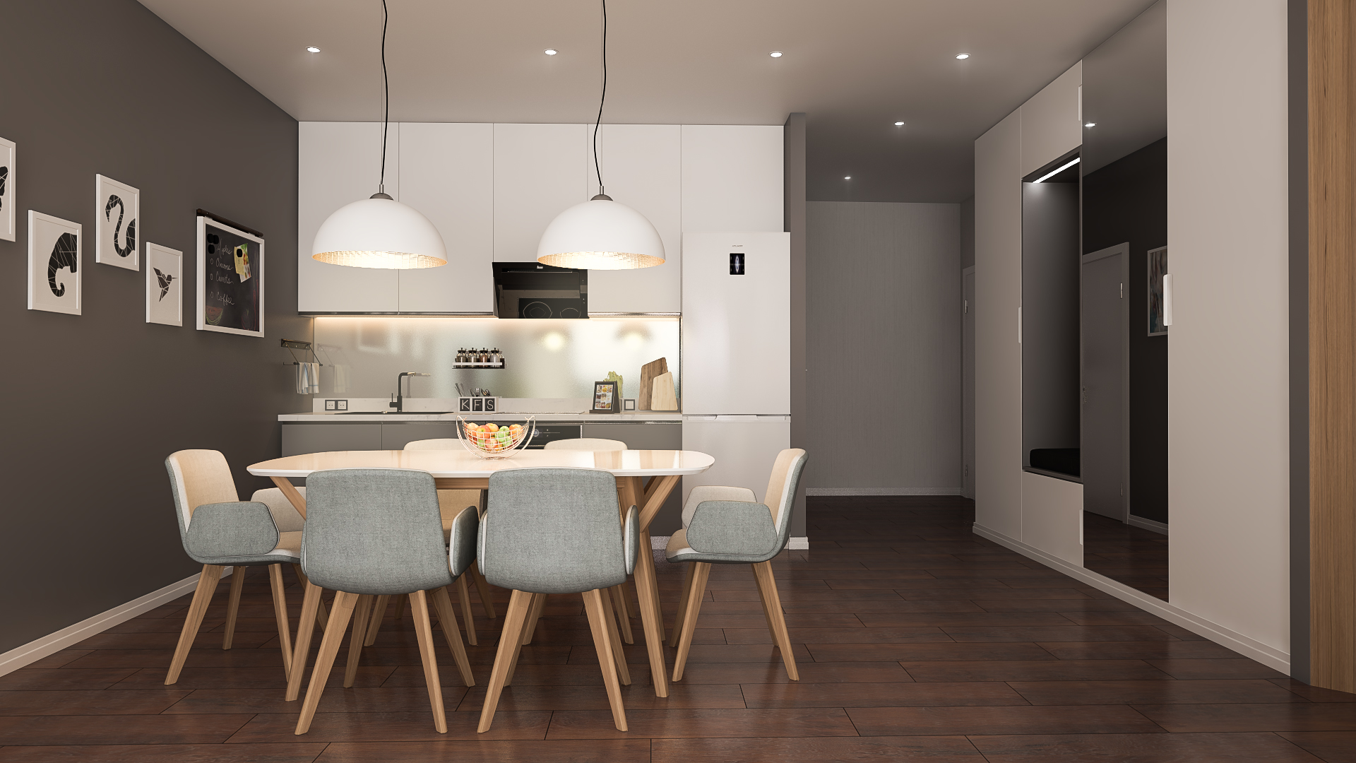 Dining and kitchen