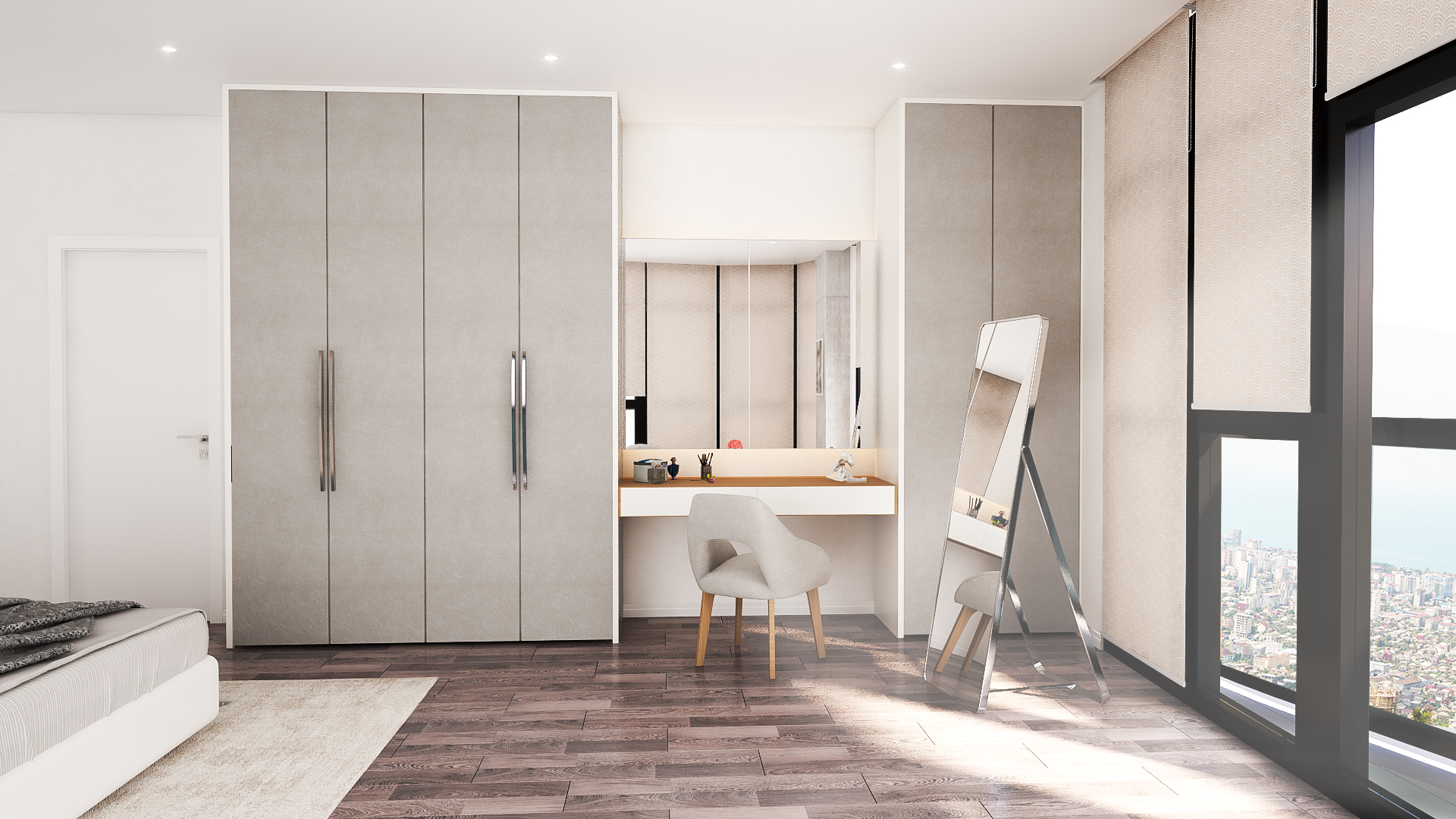 Bedroom and vanity