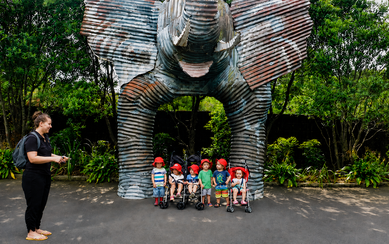 Children and teachers on a community outing