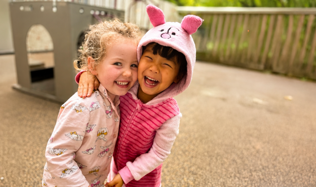Teacher connecting warmly with a child