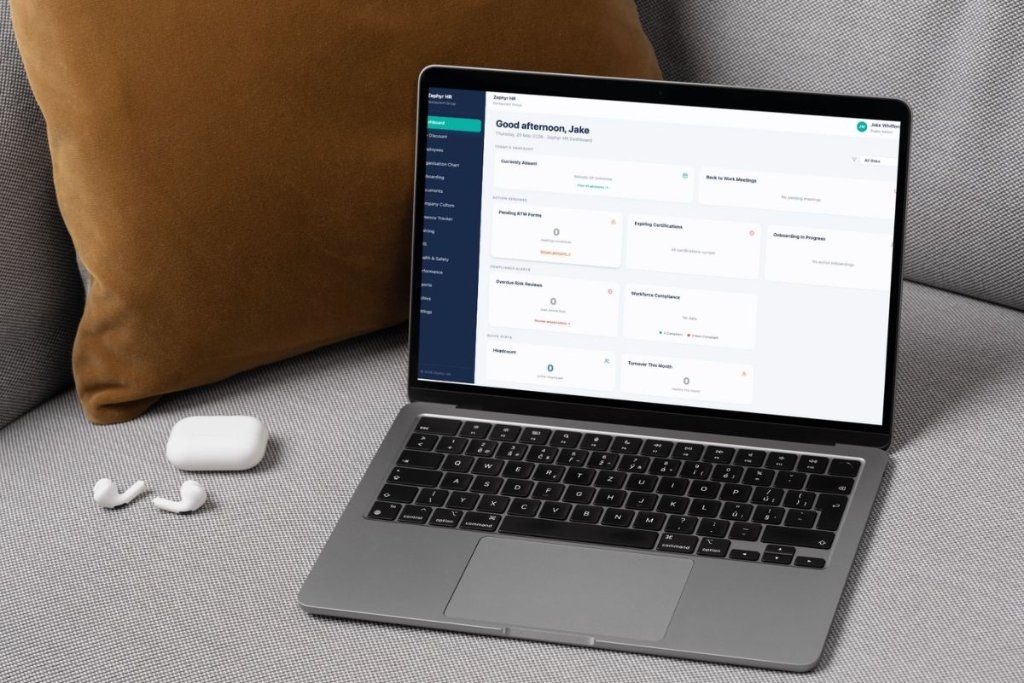 Custom HR information system dashboard displaying employee records and HR management tools