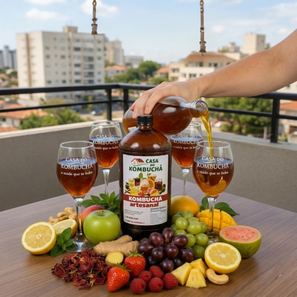 Ingredientes naturais para kombuchá artesanal