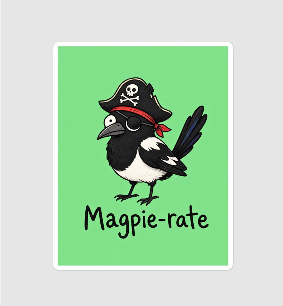 Magpie-rate sticker