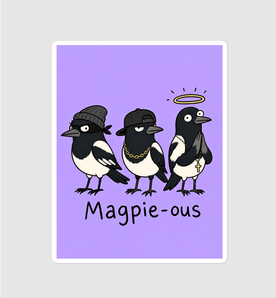 Magpie-ous sticker