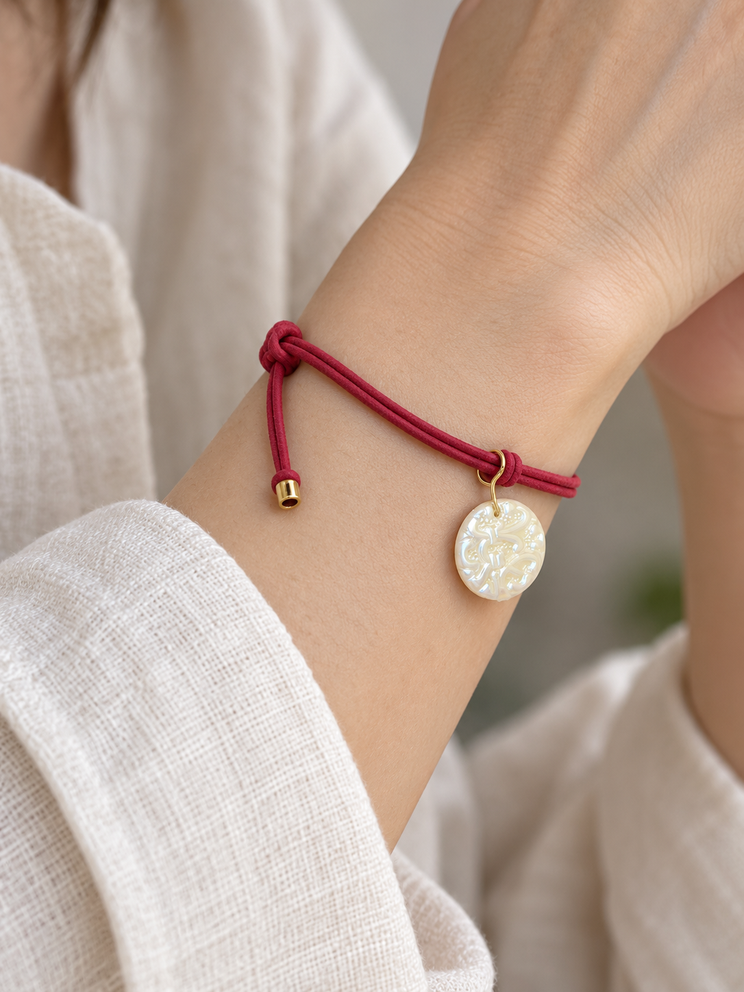 Signature Red Cord & Gold Charm Bracelet