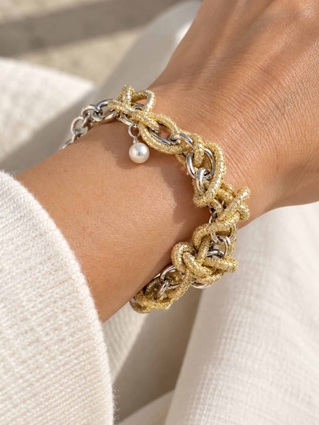 Signature Gold & Silver Pearl Bracelet