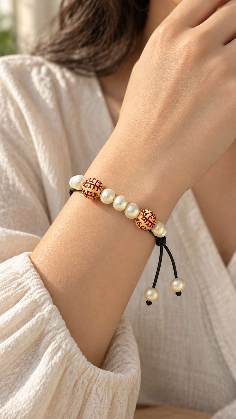 Signature Pearl & Leather Bracelet