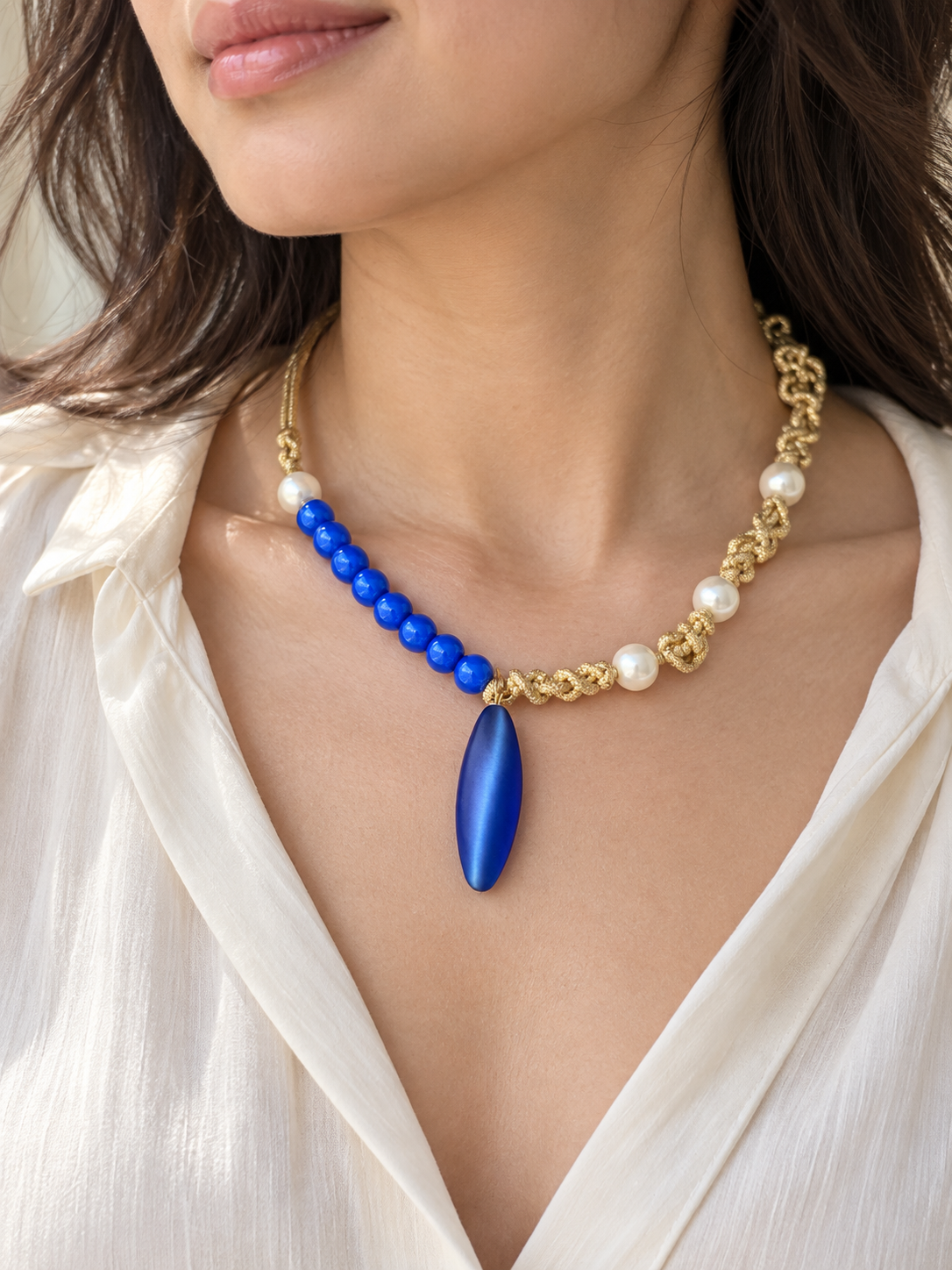 Signature Pearl & Blue Necklace