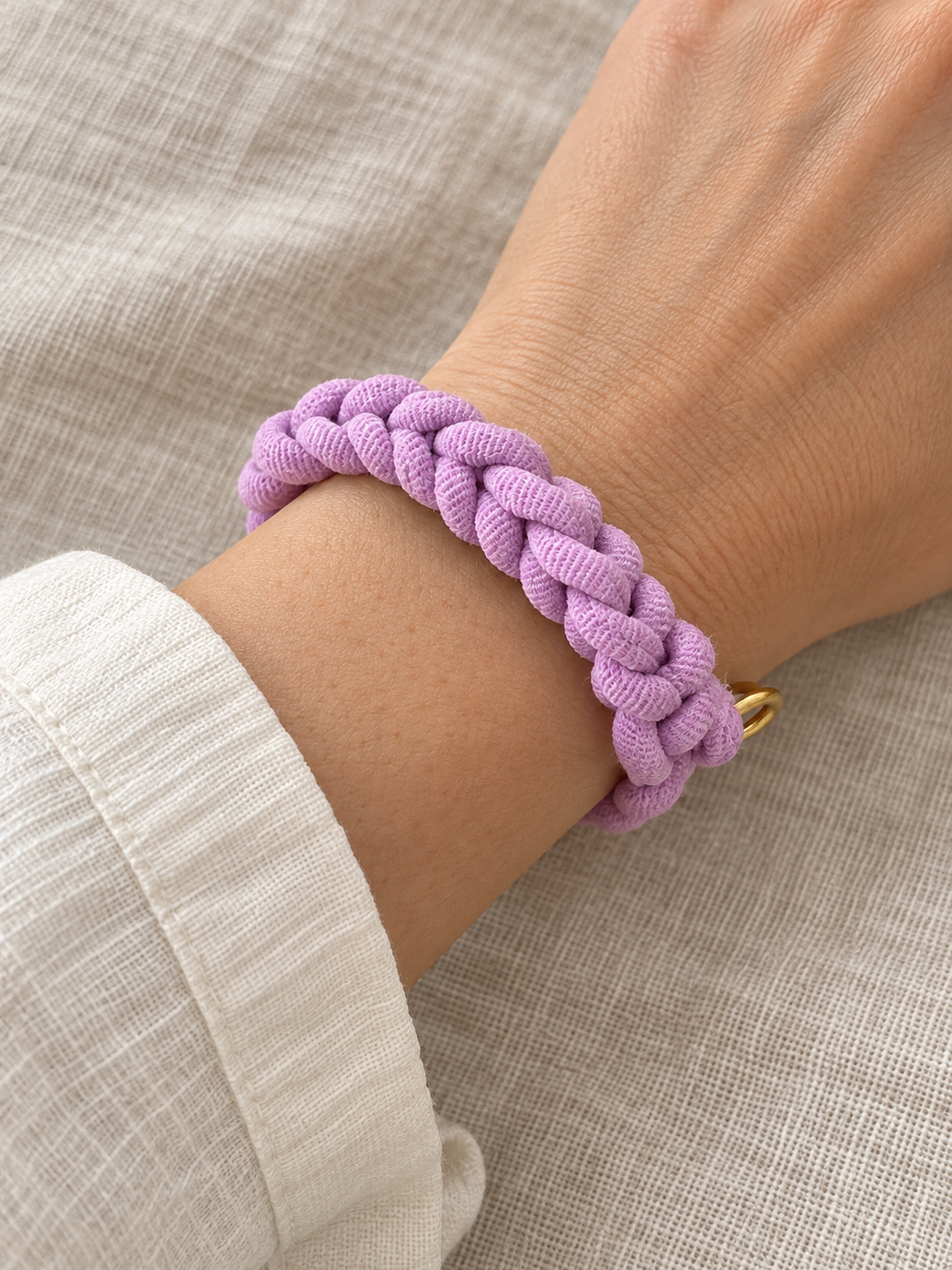 Signature Lavender Braided Cord Bracelet — Gold Ring