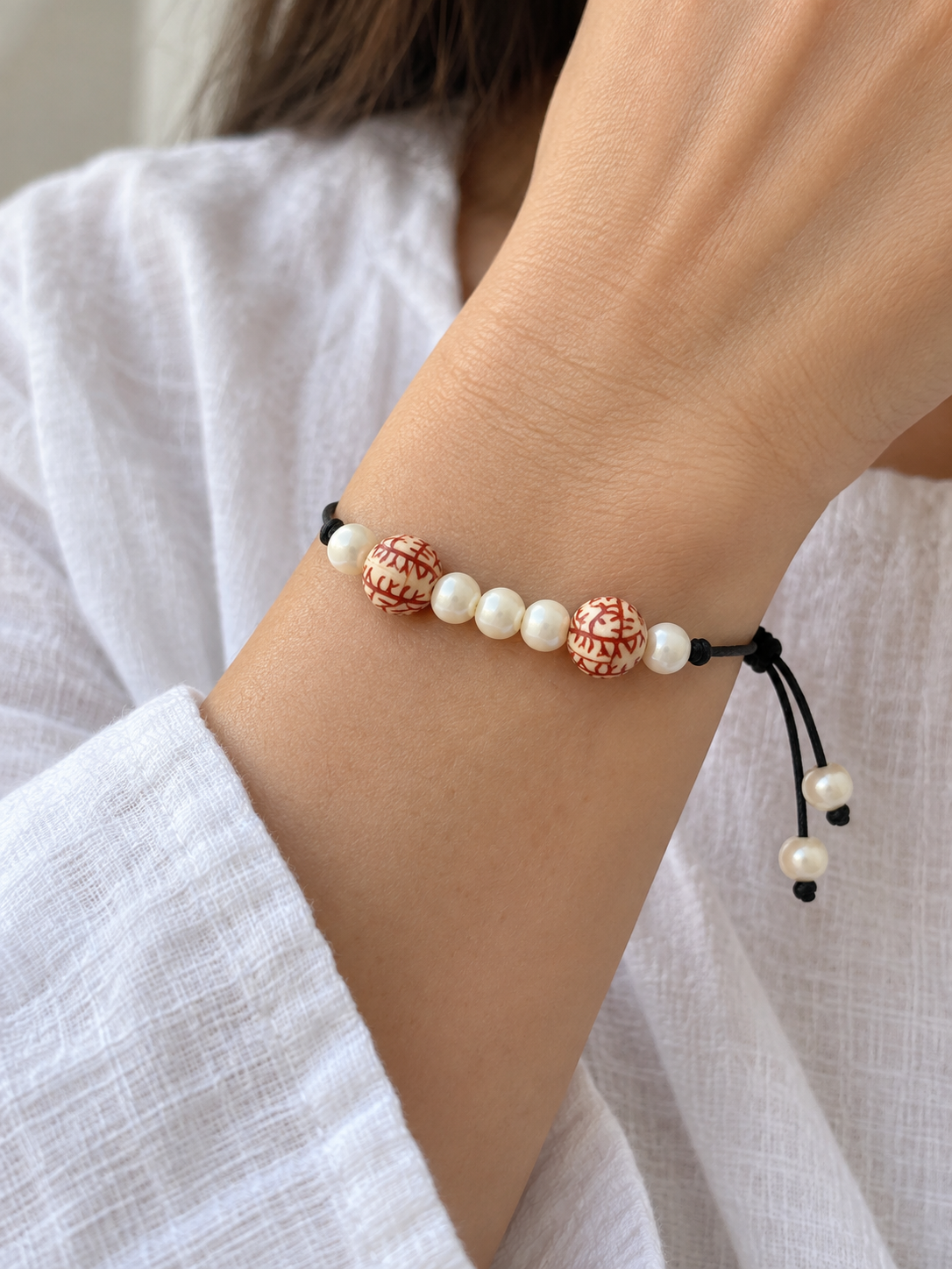 Signature Pearl & Red Bead Bracelet