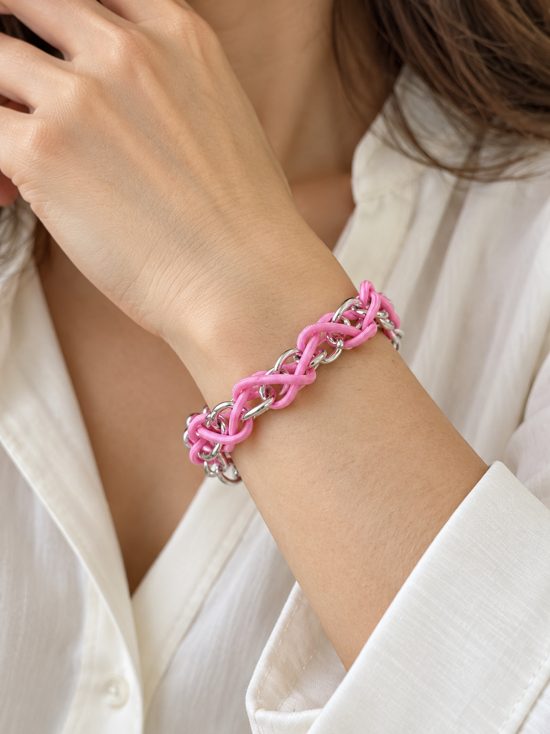 Signature Pink & Silver Stretch Bracelet