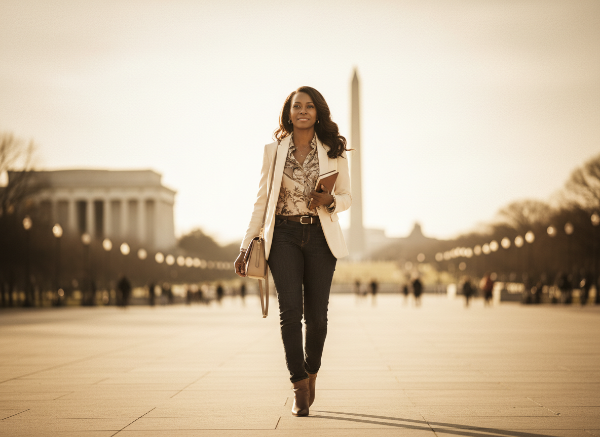 Empowered adult walking in Washington DC