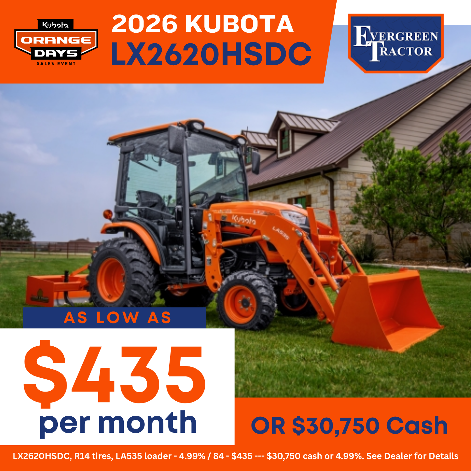 2026 Kubota LX2620CAB