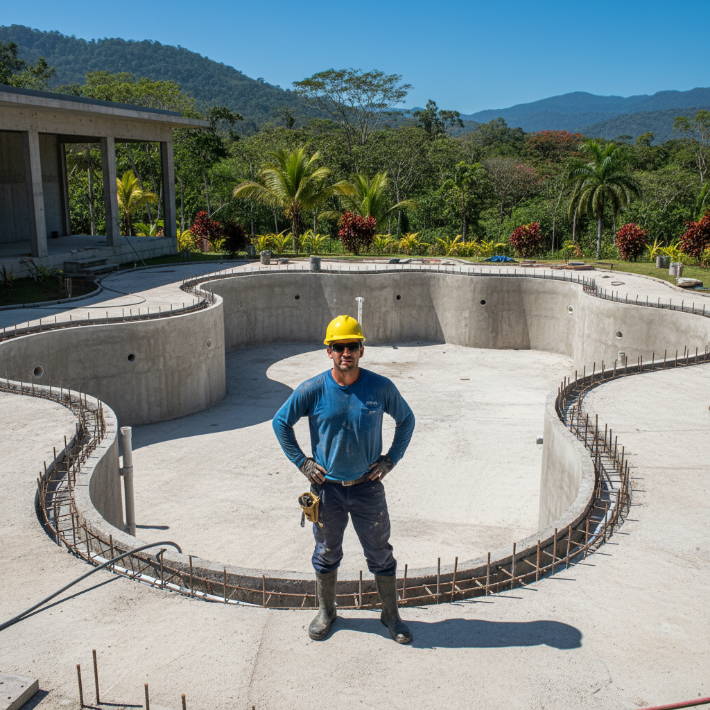 Pool construction resort build
