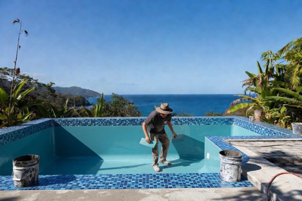 Applying plaster finish to pool surface