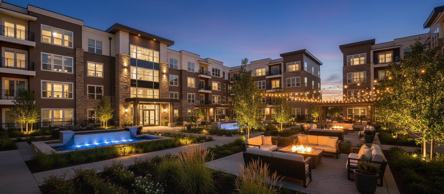 Luxury community at night