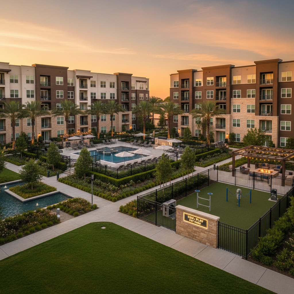 Luxury apartment community exterior