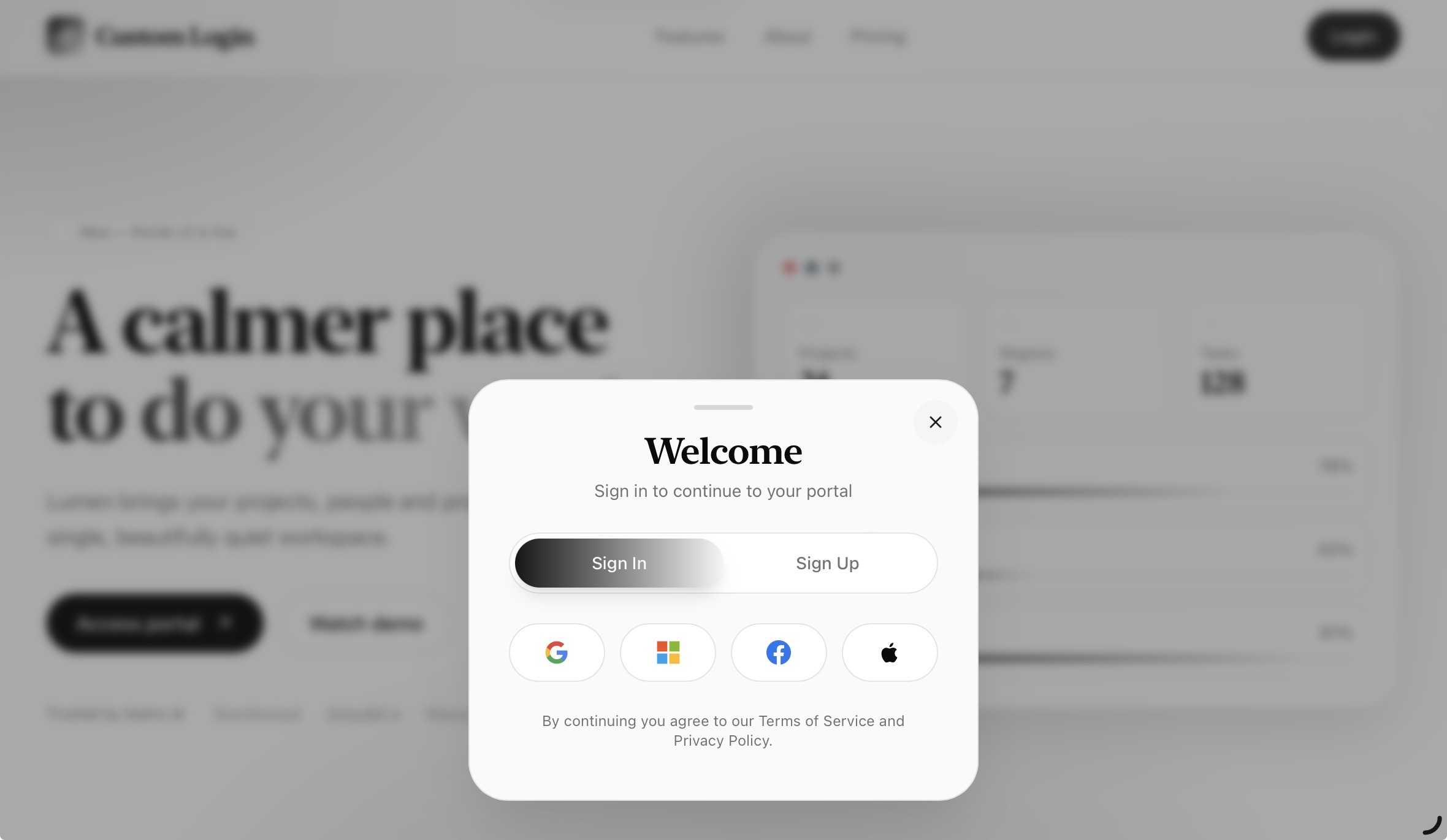 Custom Login template preview