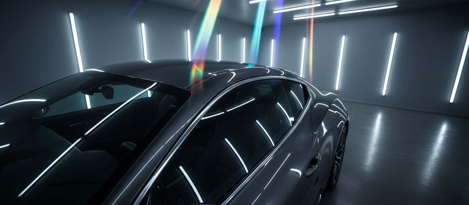 Luxury vehicle in a pristine automotive studio