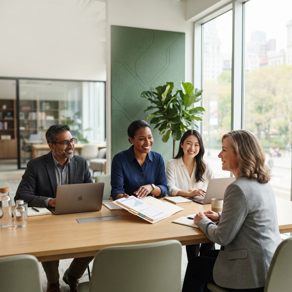 Tax professionals meeting with a client in our office