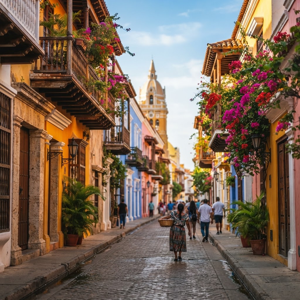 Calle colonial en Cartagena