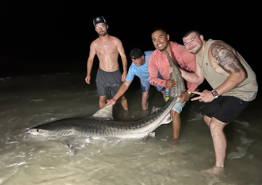 Charter guest Marcus T. with a catch on a Pensacola land-based charter