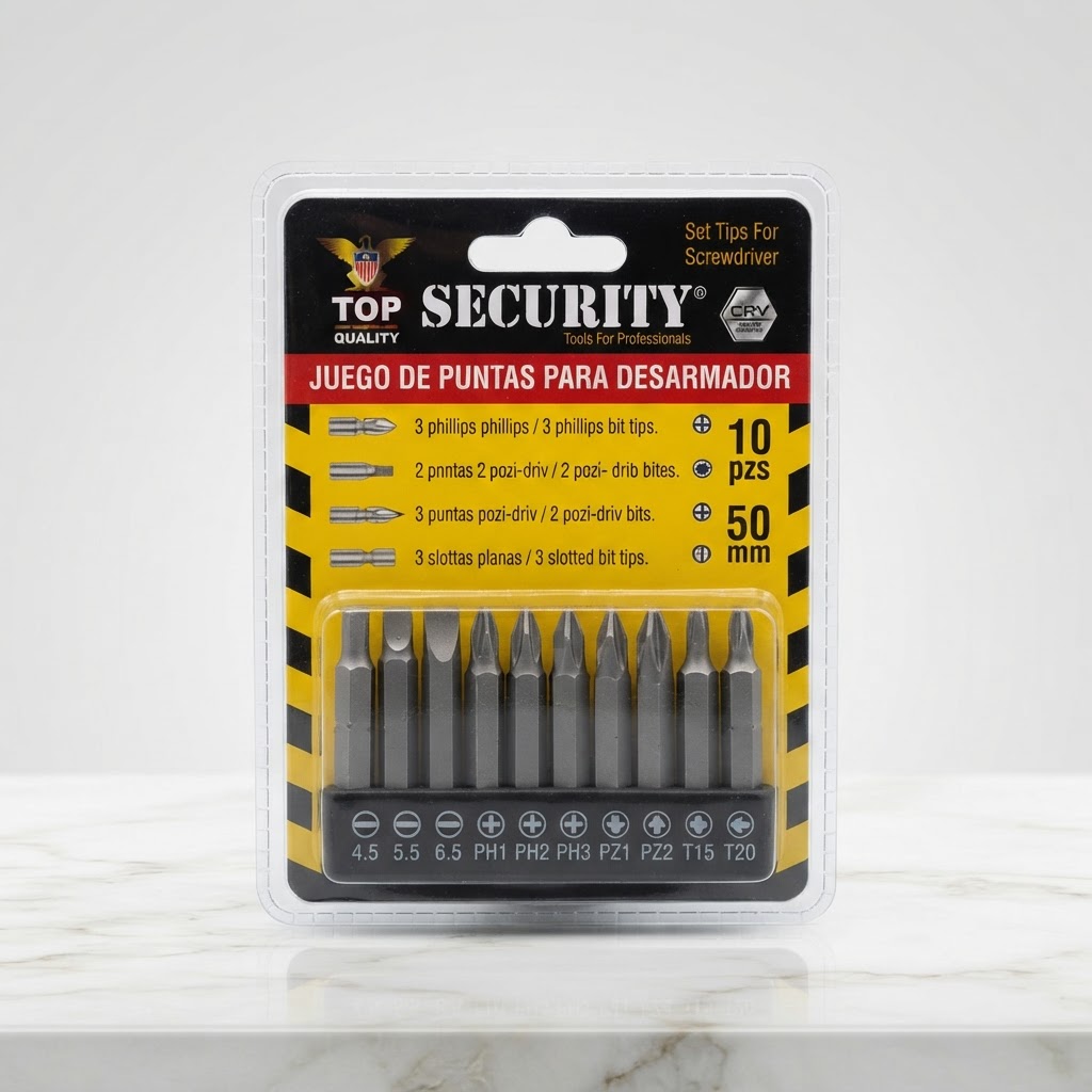 KIT DE PUNTAS PARA TALADRO SEGURITY 10 PIEZAS