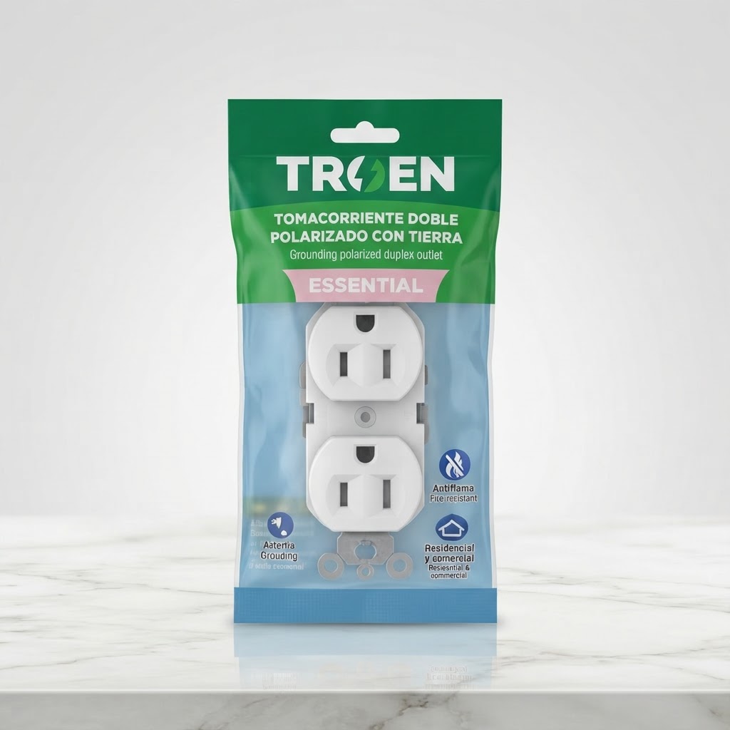 TOMACORRIENTE DOBLE EMPOTRAR 20A BLANCO TROEN ESSENTIAL