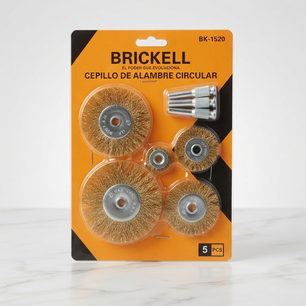 JUEGO CEPILLO DE ALAMBRE BRICKEL PARA ESMERIL 5 PIEZAS